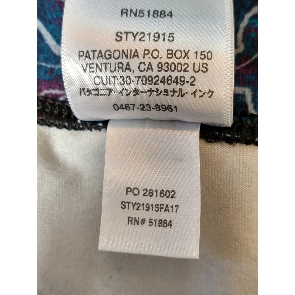 Patagonia Crop Leggings Gorpcore Womens Medium Purple Teal Mountain Print Yoga - Picture 10 of 16